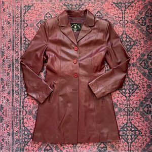 vintage red leather jacket / blazer